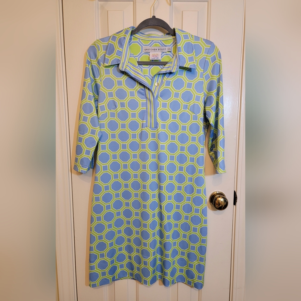 Gretchen Scott sz S dress 3/4 length geometric